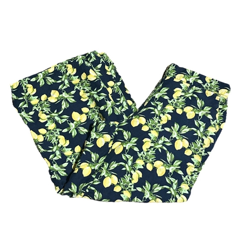 LOFT Women’s S Lemon Tree Verbena LINEN & VISCOSE Pants Casual Wide Leg Bold Fun - Picture 2 of 9